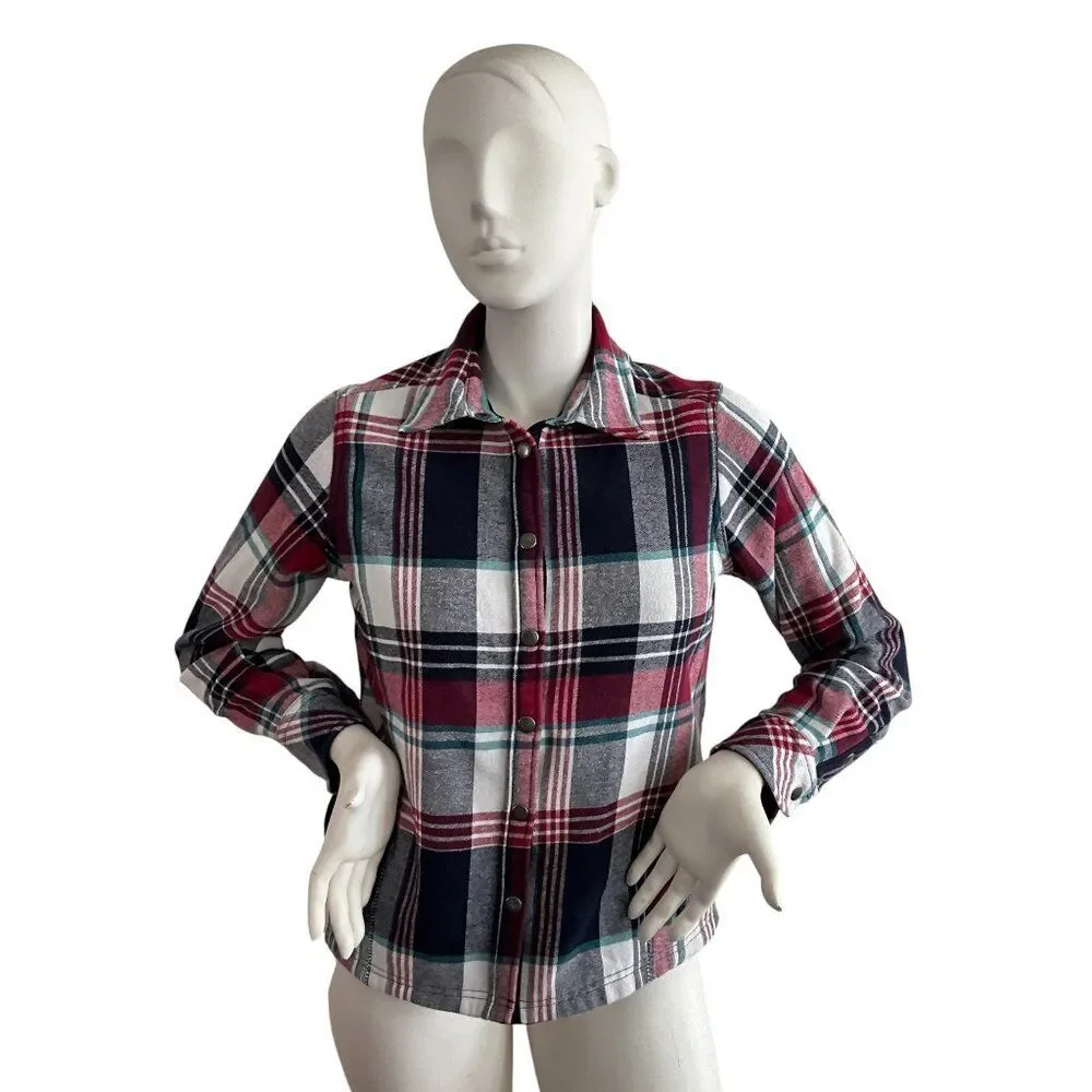 Orvis Lined Flannel Check Plaid Jacket Red Black M